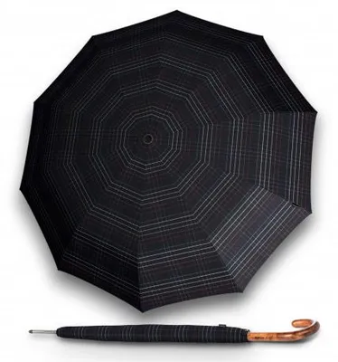 Obrázek produktu pro Knirps KNIRPS T.771 LONG CHECK BLACK - pánský holový vystřelovací deštník
