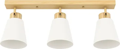 Image de Plafonnier LED, 40 W, têtes orientables, douilles E27, finition bois