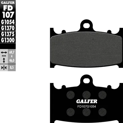 Immagine prodotto di Pastiglie freno Galfer FD107G1054 Semi-Metal anteriore 8,5mm per Suzuki GSF Bandit RG F Gamma Wolf, Kawasaki KR1 Gas SM 125 - 450 ccm Anno 1990 - 2008