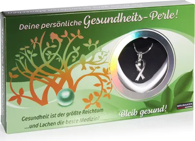 Produktbild von BRUBAKER Wunschperle Gesundheit - Halskette mit Schleifen Anhänger + Muschel mit echter Perle als Schmuck Geschenkset
