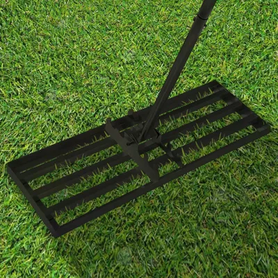 Obrázek produktu pro UISEBRT 75x25cm hrábě na trávu stěrka na písek na odplevelování trávníku hrábě na trávu ergonomická rukojeť pro golfové hřiště na zahradě, černá barva