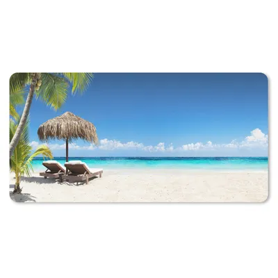 Produktbild von MuchoWow® Mauspad Mousepad Strand - Sonnenschirm - Meer 60x30 cm - Mousepads - Maus Mat - Pad - Mausunterlage - Nachhaltig