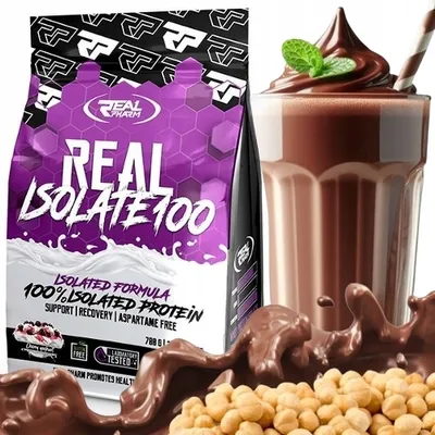 Immagine prodotto di Real Pharm Real Isolate 100 WPI 700 g WEPEI ISOLATE Proteine in polvere - Isolato di siero di latte Gusto: cioccolato e nocciole
