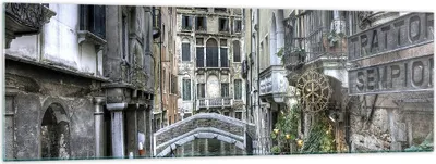 Produktbild von Bilder auf glas - Venedig Brücke Wasser - 160x50cm - Glasbilder - Wandbilder - Kunstdruck - zum Aufhängen bereit - Wanddekoration aus Glas - Glas Bilder - Wandbild auf Glas - GAB160x50-3522