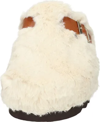 Produktbild von Dr. Brinkmann Damen Hausschuh Pantoffel Leder Riemen Flauschstoff, Größe:38 EU, Farbe:Weiß