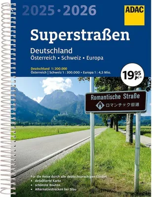 Produktbild von ADAC Superstraßen Autoatlas 2025/2026 Deutschland 1:200.000, Österreich, Schweiz 1:300.000 mit Europa 1:4,5 Mio.