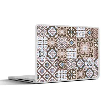 Produktbild von MuchoWow® Laptop Aufkleber Sticker Cover Muster - Vintage - Braun - Blumen - Formen 36.5x27.5 cm - Laptop-Sticker