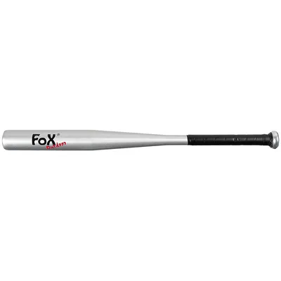 A silver baseball bat with a black grip is shown against a white background.