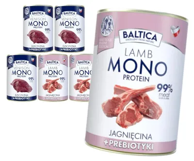 Produktbild von Baltica Monoprotein 6x400g Hypoallergenes getreidefreies Nassfutter für Hunde mit Präbiotika Lamm und Wild