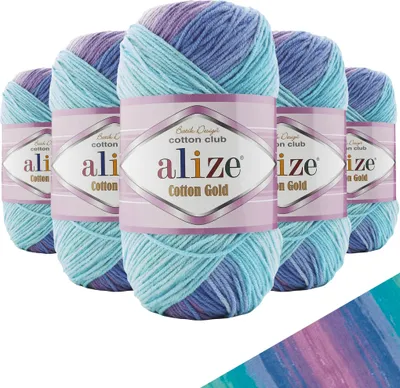 5 x 100g Farbverlaufsgarn Alize Cotton Gold Batik Strickgarn Häkelgarn mehrfarbig