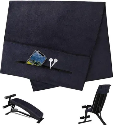 Produktbild von Unyqoos® Mikrofaser-Sporthandtuch 120 x 50 cm mit Reißverschlussfach, saugfähig, Kapuze zur Befestigung – Fitness, Yoga und Outdoor