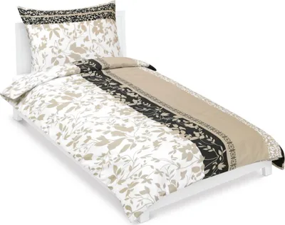 Obrázok produktu pre Bavlnená posteľná bielizeň s hotelovým vreckom – béžová, čierna – 140 x 200, 70 x 90