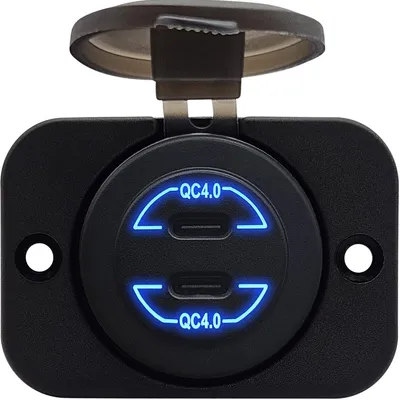 Produktbild von ProRide 12V USB-C Einbau-KFZ-Ladegerät 2x USB-C 30W QC4.0 Blau