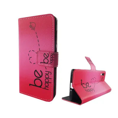 Image de Étui de protection pour téléphone portable Sony Xperia XZ, couleur rose, modèle "Be Happy"