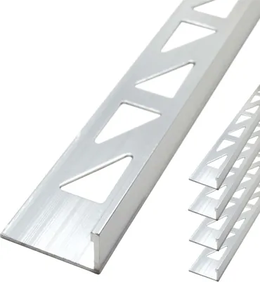 Produktbild von Dalsys Fliesenschiene Winkelprofil Aluminium (eloxiert) Silber matt 2,5m x 8mm, 5 Stück, Fliesenprofil