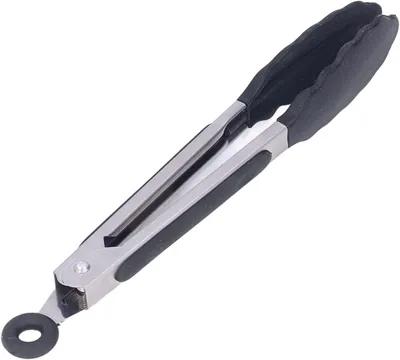 Productafbeelding van Keukentang van siliconen met roestvrijstalen handvat, 22,9 cm, zwart