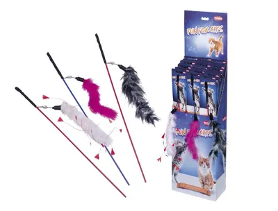 Produktbild von Nobby Katzenangel mit Plüschspielzeug weiß/pink/grau