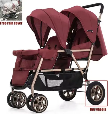 Immagine prodotto di Passeggino doppio - Passeggino gemellare - Passeggino per due bambini - Passeggino a due posti - Pieghevole - Con coprigambe