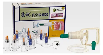 Produktbild von Kangzhu Schröpfen Set aus Kunststoff mit Vakuumpumpe | 12-teilig