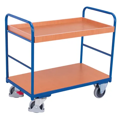Produktbild von Etagenwagen mit 1 Tablatt + 1 Boden 250 kg Typ M + EasySTOP