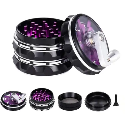Produktbild von 63 mm CNC Gewürzmühle aus Aluminium, violett, mit Pollenfänger, Windmühlenzähnen und Reinigungsbürste, langlebig und rutschfest
