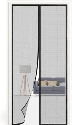 Obrázek produktu pro Magnetická venkovní síť proti hmyzu – vnitřní záclona – ochrana před hmyzem – magnetická ochranná síť – 140 x 215 cm – černá