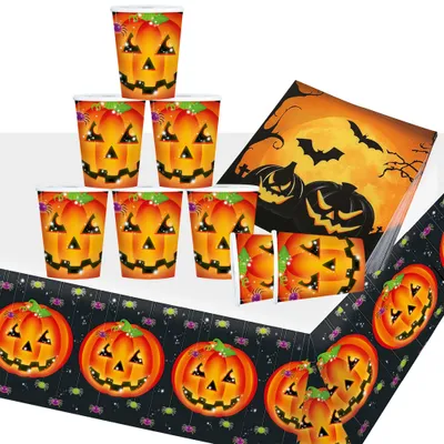 Produktbild von Halloween Party-Set Kürbis für 8 Personen 29 Teile Party-Deko