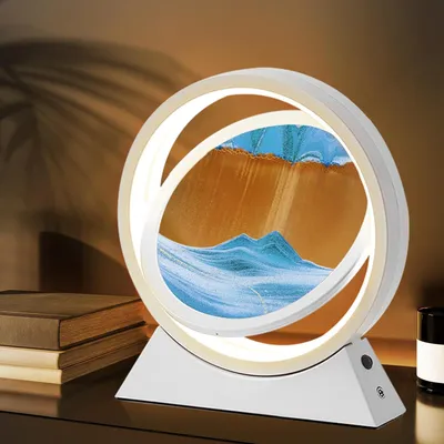 Produktbild von Sandbilder Zum Drehen, 3D Dynamische Sandbild, 3D Sanduhr Sandbildlampe, Sandkunstbild Landschaft, 10 Zoll Bewegende Sandkunst, USB wiederaufladbar