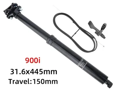 Obrázok produktu pre MTB teleskopická sedlovka – zdvihová páka s priemerom 31,6 mm – dĺžka 44,5 cm – vnútorné vedenie lanka – diaľkové ovládanie – hliník
