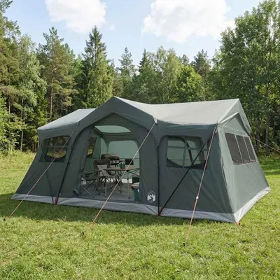 Produktbild von Familienzelt Olivegrün 487 x 340 x 216 cm Polyester und Stahl - Campingzelte c2602
