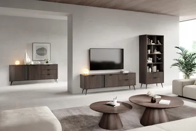 Produktbild von Wohnwand Set Veris 3-teilig | Kommode, TV-Lowboard & Regal in Eiche Dunin | Möbelset Wohnzimmer Modern