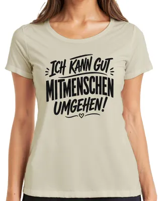 Immagine prodotto di T-shirt da donna con scritta "So bene con le persone", divertente, stile misantropo, taglia XXL, colori naturali
