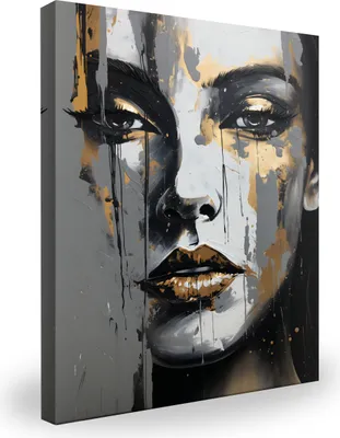Obrázok produktu pre Obrázok moderné zlaté portrét ženy ornament s 3D efektom 80x120cm