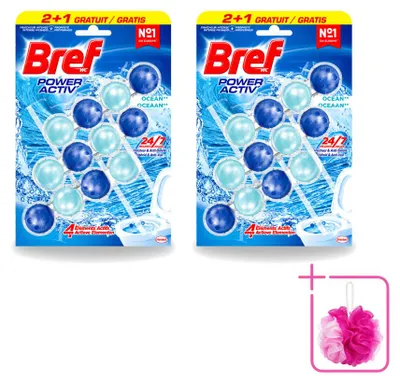 Produktbild von 2 x Bref Power Aktiv Toilettenstein Ocean - 3 x 50 g - Sparpackung - 2 Stücke