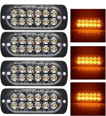Produktbild von LED-Sicherheitsleuchten Orangen - 12V - 24V - 18 LED-Blitzsequenzen - Fahrzeugleuchten - LKW - Lieferwagen - Bus - Straßenarbeiten - 4 Stück