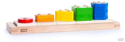 Immagine prodotto di Bajo, tavola piramidale in legno con figure colorate, giocattolo