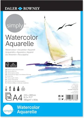 Produktbild von Aquarellpapier, mittlere Rauheit, 190 g/m², 1 Blatt, Format A4 (21 x 29,7 cm), 14 Blatt