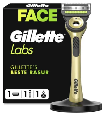Produktbild von Gillette Labs Herrenrasierer mit Champion Gold Peelingstange, wiederverwendbarem