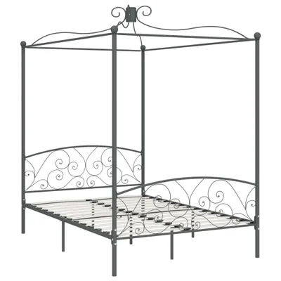 Produktbild von vidaXL Himmelbett-Gestell Grau Metall 140 x 200 cm