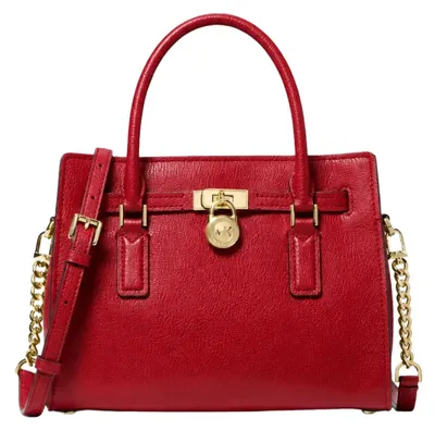 Obrázok produktu pre Kožená kabelka Michael Kors, model Hamilton, moderný dizajn, tmavočervená farba