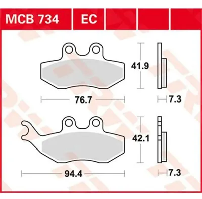 Obrázek produktu pro TRW Brzdová destička Trw Organ. Mcb 734
