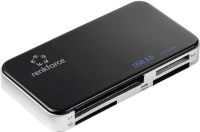 Produktbild von Renkforce RF-PCR-350 Externer Speicherkartenleser USB-A (USB 3.0) Schwarz