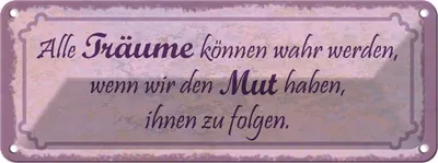 Produktbild von vianmo Blechschild 10x27 cm alle Träume können wahr werden Spruch Zitat