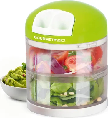 Produktbild von GOURMETmaxx Multi-Zerkleinerer mit Doppelbehälter 2x 250 ml - limegreen/weiß