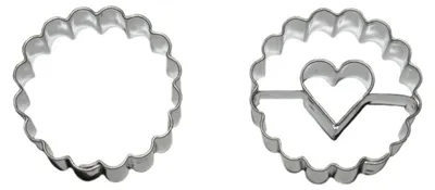 Productafbeelding van Uitsteekvorm: 2 stuks, radertje/hart + radertje, diameter 40 mm