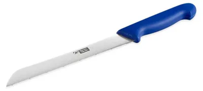 Brotmesser 21 cm, Wellenschliff, blauer Kunststoffgriff