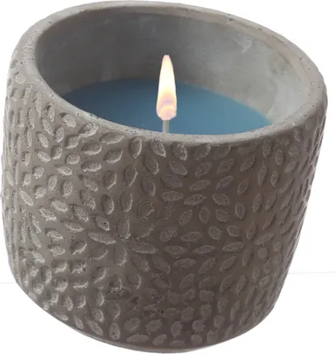 Duftkerze CITRONELLA - Echtwachs in Beton - H: 9,5cm - gegen Stechmücken - blau