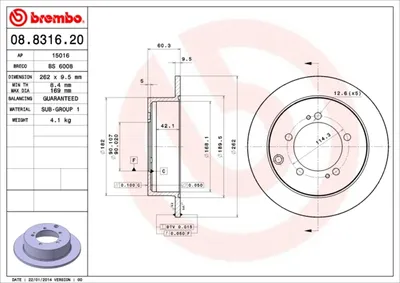 Produktbild von 2x BREMBO 08.8316.20 Bremsscheibe Hinterachse