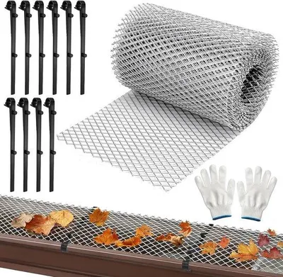 Zdjęcie produktu dla Rynna dachowa, osłona przed liśćmi, 15 cm x 600 cm, rynna, osłona przed liśćmi, możliwość cięcia na wymiar, ochrona rynny