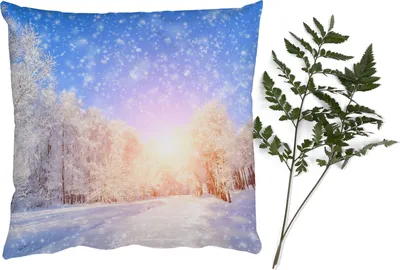 Produktbild von MuchoWow® Zierkissen Sofakissen Wohnzimmer Dekokissen 45x45 cm Schnee - Sonne - Winter - Schlafpolster - Polster für das Sofa